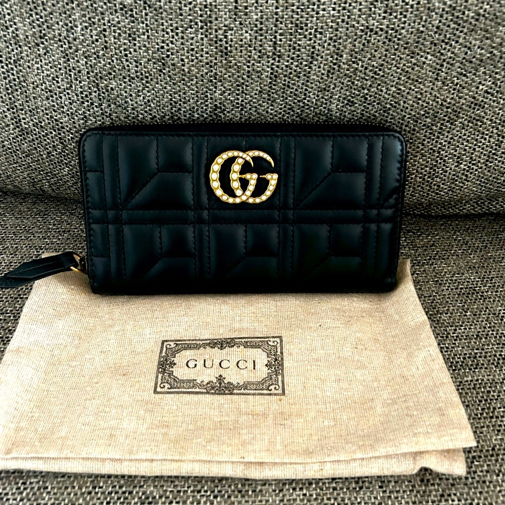 GUCCI Marmont Pearl GG Quilted Matelasse Wallet PRISTINE